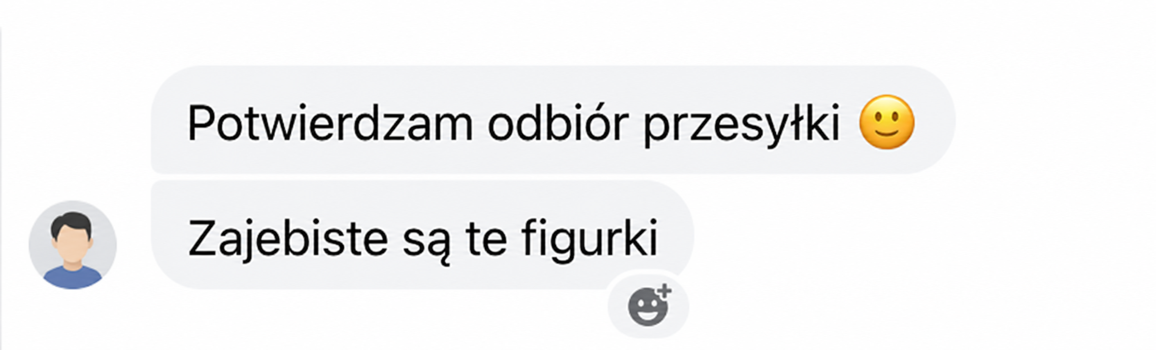 Wiadomość od klienta z podziękowaniem za figurkę