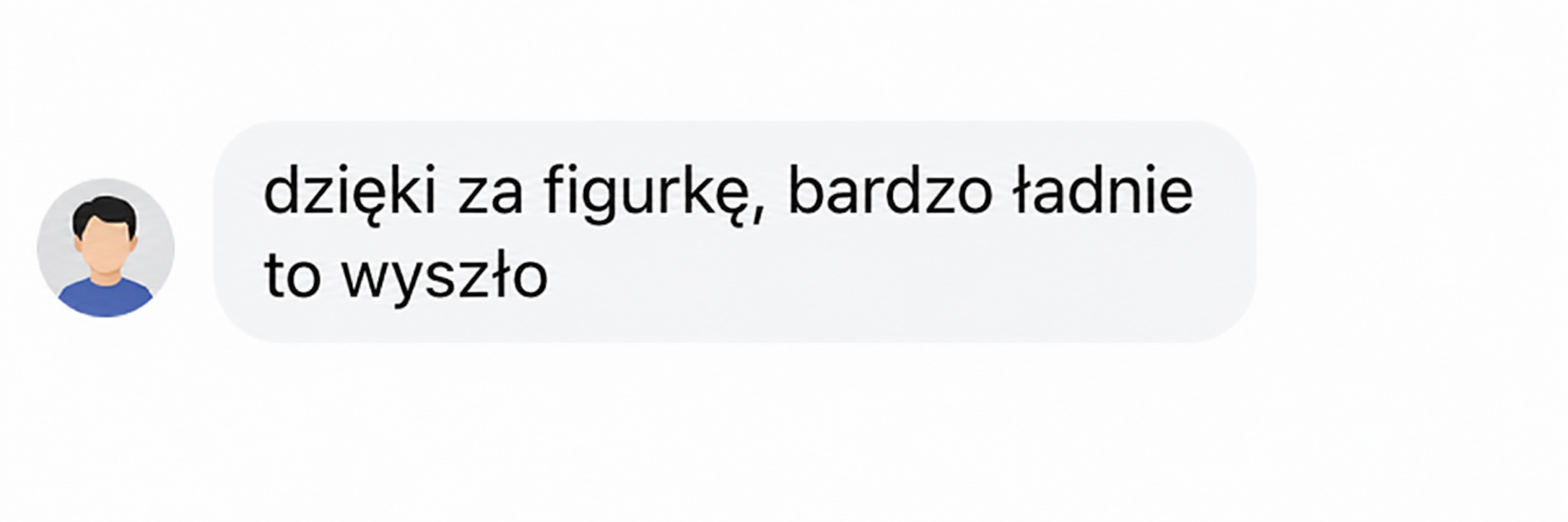 Wiadomość od klienta z podziękowaniem za figurkę